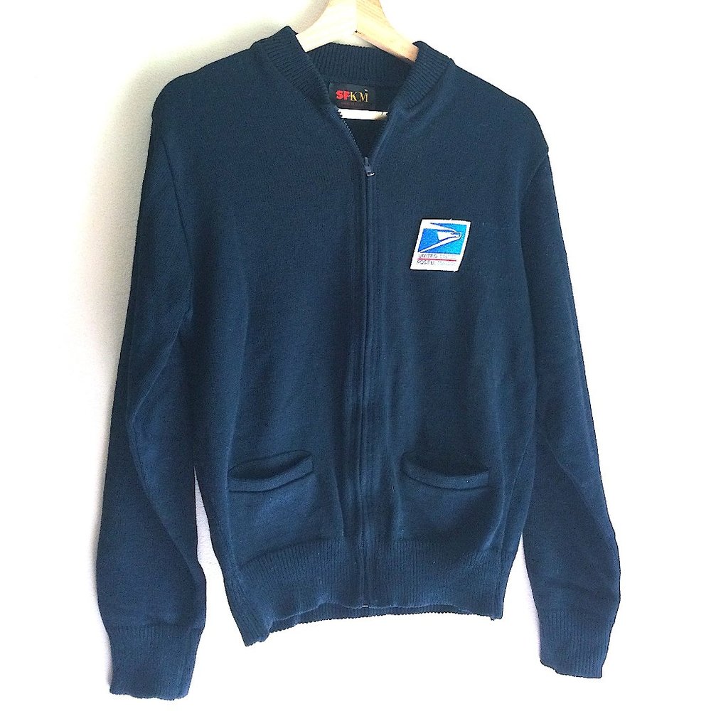USPS zip-up postal sweater cardigan size M